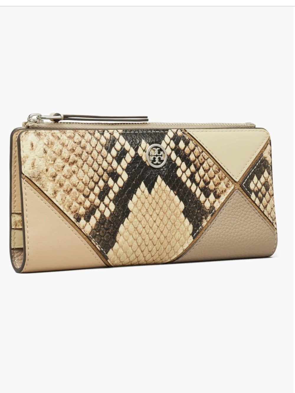 New! Tory Burch Robinson Slim snake embossed Leather wallet